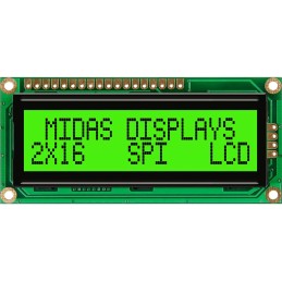 1 pcs - Midas MD21605G6W1-FPTLRGBS LCD LCD Display, 2 Rows by 16 Characters