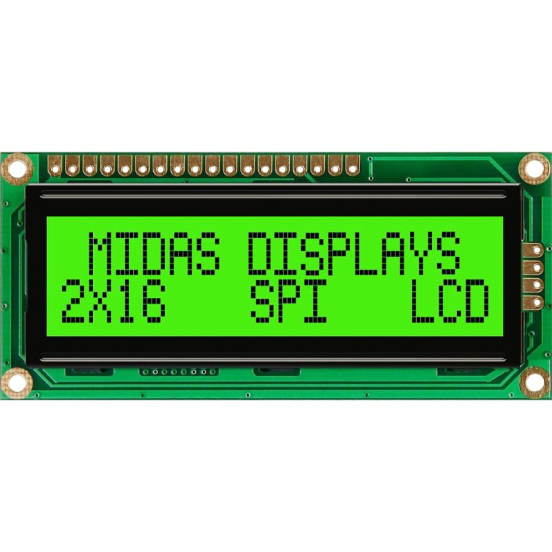 1 pcs - Midas MD21605G6W1-FPTLRGBS LCD LCD Display, 2 Rows by 16 Characters