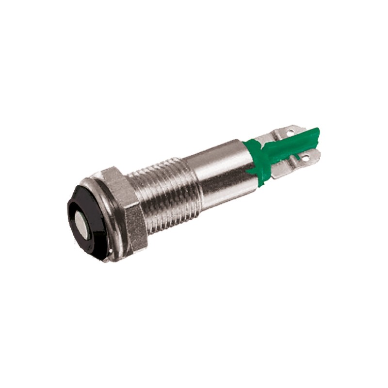 1 pcs - Signal Construct Green Indicator, 20 - 28V, 6mm Mounting Hole Size, Lead Wires Termination