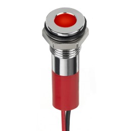 1 pcs - RS PRO Red Panel Mount Indicator, 12V dc, 8mm Mounting Hole Size, Lead Wires Termination, IP67