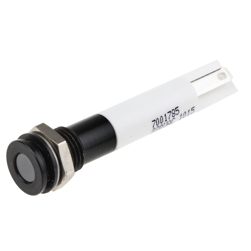 1 pcs - RS PRO White Panel Mount Indicator, 220V ac, 8mm Mounting Hole Size, Solder Tab Termination, IP67