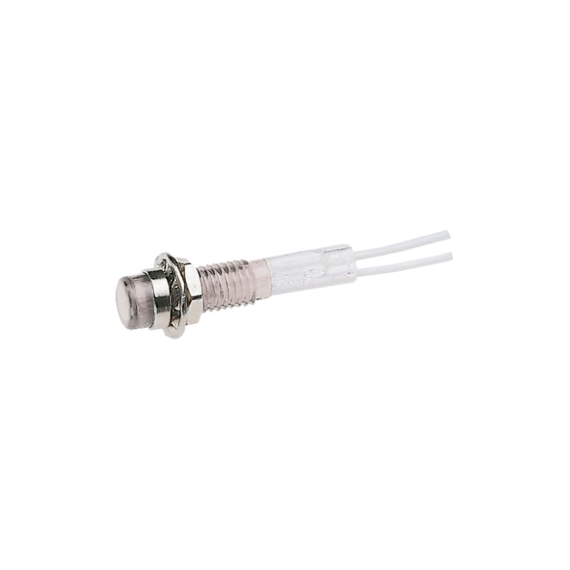 1 pcs - CAMDENBOSS White Panel Mount Indicator, 14V, 6.4mm Mounting Hole Size, Lead Wires Termination