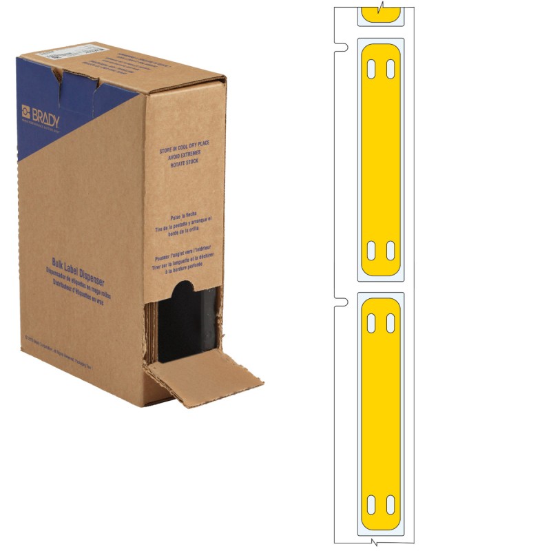 1 Box of 250 - Brady B-7643 Black on Yellow Cable Labels, 10.00 mm Width, 60.00mm Label Length, 10mm Label Width