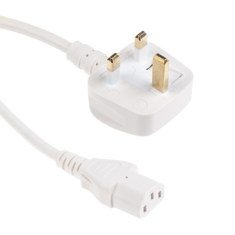 1 pcs - RS PRO IEC C13 Socket to Type G UK Plug Power Cord, 3m