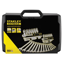 1 pcs - Stanley 50-Piece Metric 1/2 in, 1/4 in Standard Socket/Spanner Set with Ratchet, 6 point
