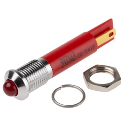 1 pcs - RS PRO Red Panel Mount Indicator, 230V ac, 8mm Mounting Hole Size