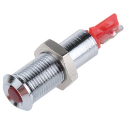 1 pcs - Signal Construct Red Panel Mount Indicator, 12 - 14V, 6mm Mounting Hole Size, Solder Tab Termination, IP67