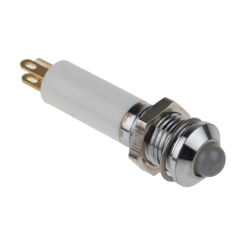 1 pcs - RS PRO Green, Red, Yellow Panel Mount Indicator, 12V dc, 8mm Mounting Hole Size, Solder Tab Termination