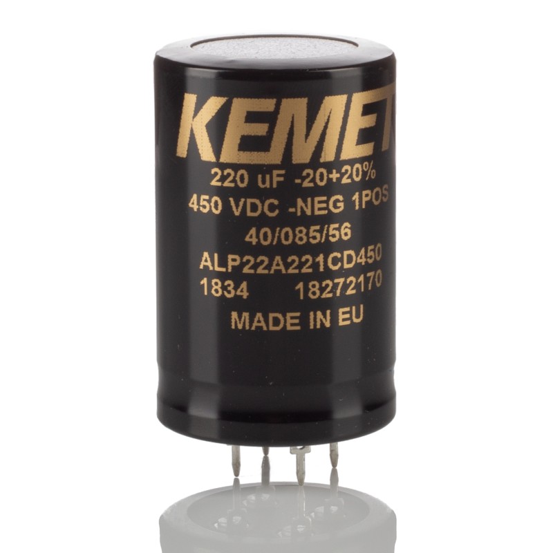 1 pcs - KEMET 220μF Aluminium Electrolytic Capacitor 450V dc, PCB Mount - ALP22A221CD450