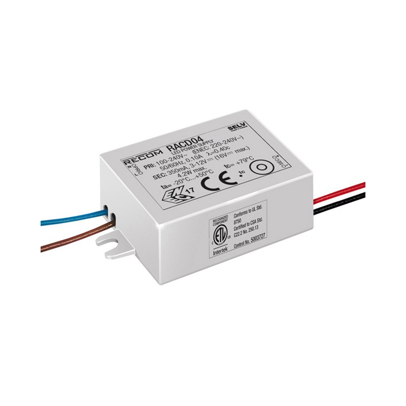 1 pcs : RACD04-350 - LED DRIVER CC AC/DC 3-12V 350MA