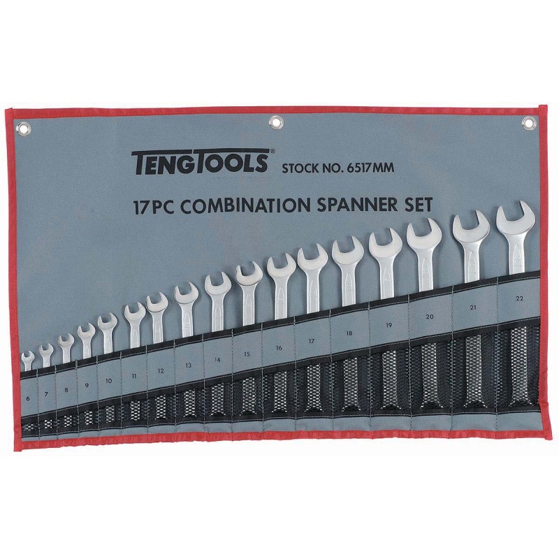 1 pcs - Teng Tools 17-Piece Spanner Set, 6 - 22 mm, Chrome Vanadium