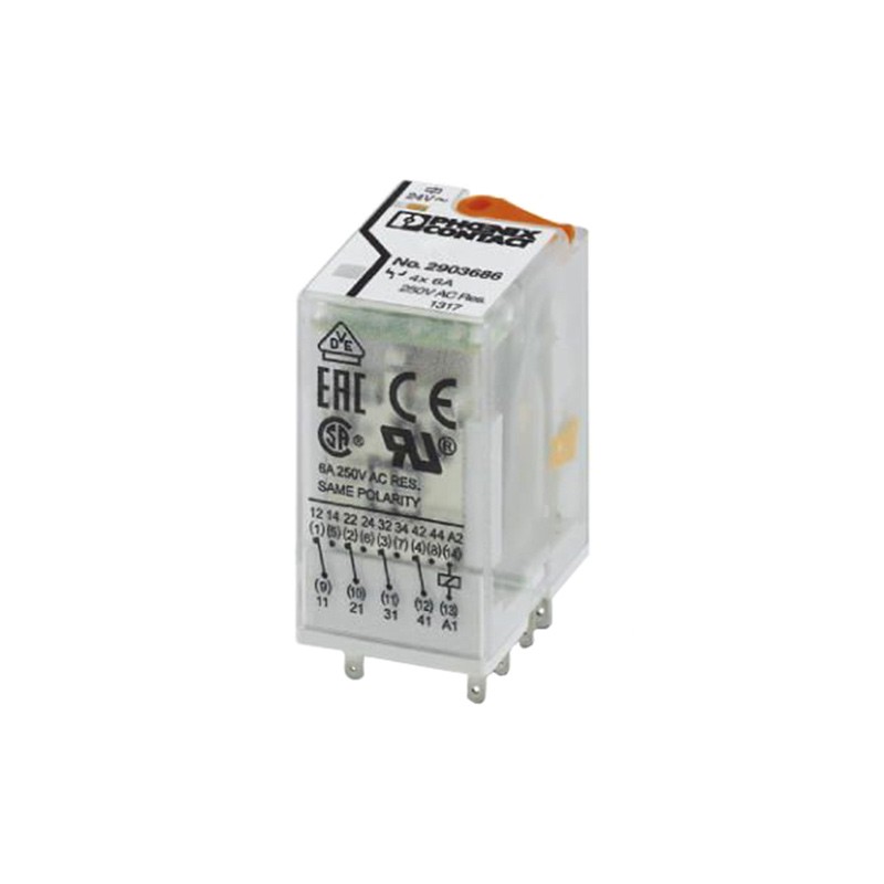 1 pcs : 2903686 - RELAY GEN PURPOSE 4PDT 6A 24V