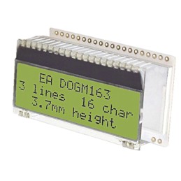 1 pcs - Display Visions EA DOGM163E-A Alphanumeric LCD Display, Yellow-Green on Black, 3 Rows by 16 Characters, Transmissive