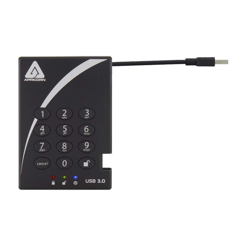 1 pcs - Apricorn Aegis Bio 3 2 TB External Portable Hard Drive