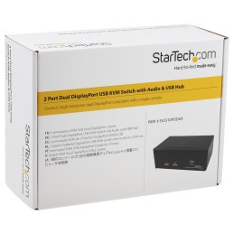1 pcs - StarTech.com 2 Port Dual Monitor USB DisplayPort KVM Switch, 3.5 mm Stereo 2560 x 1600 Maximum Resolution