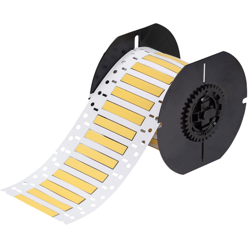 1 Box of 750 - Brady B-342 PermaSleeve Yellow Heatshrink Labels, 50.8mm Width, 8.51mm Height, 1 per Row, 750Per Roll Qty