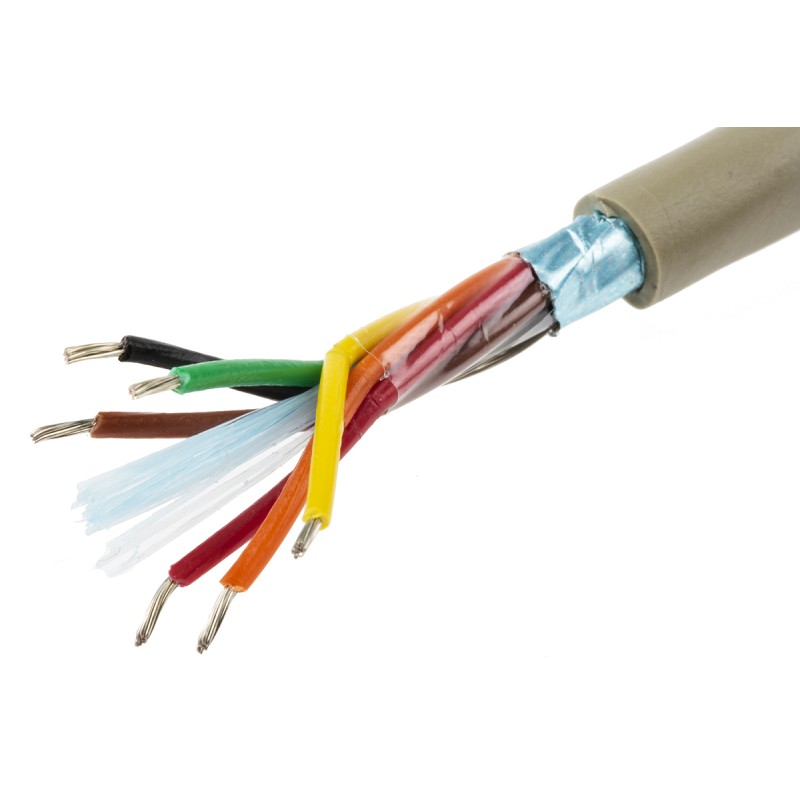 1 Reel of 50 M - Alpha Wire Multicore Data Cable, 0.23 mm², 6 Cores, 24 AWG, Screened, 50m, Grey Sheath