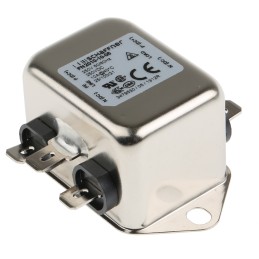 1 pcs - Schaffner, FN2010 10A 250 V ac/dc 0 - 400Hz, Chassis Mount EMI Filter, Fast-On, Single Phase