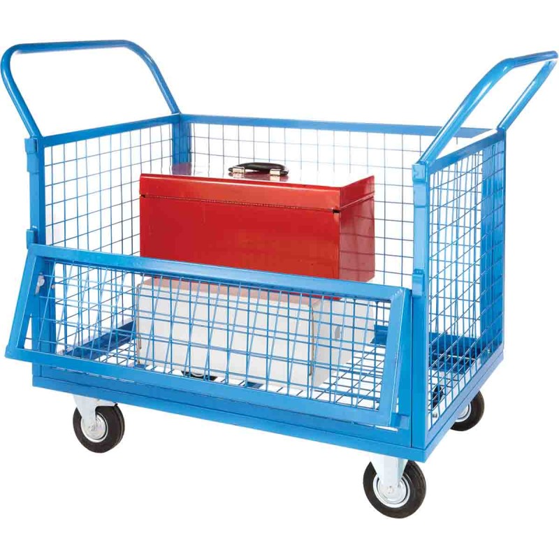 1 pcs - RS PRO Steel Mesh Sided Trolley, 900 x 600mm, 250kg Load