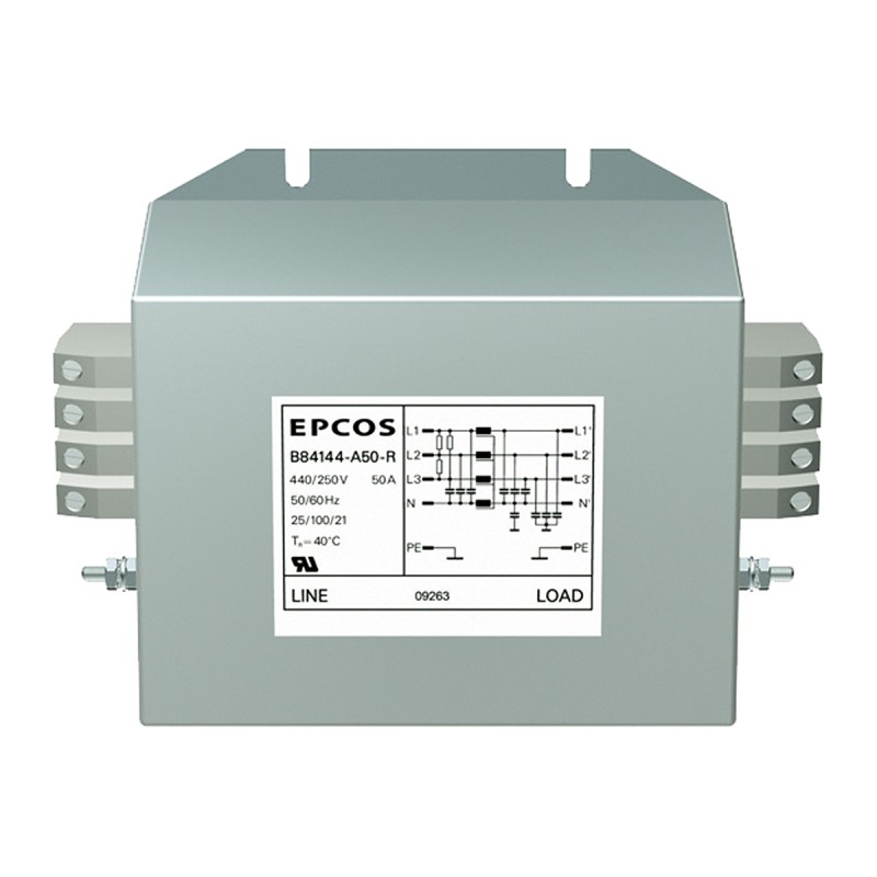 1 pcs - EPCOS, B84144A*R000 36A 440 V ac 50 - 60Hz, Flange Mount EMC Filter, Tab 3 Phase