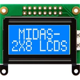 1 pcs - Midas MC20805B6W-BNMLW-V2 Alphanumeric LCD Alphanumeric Display, 2 Rows by 8 Characters
