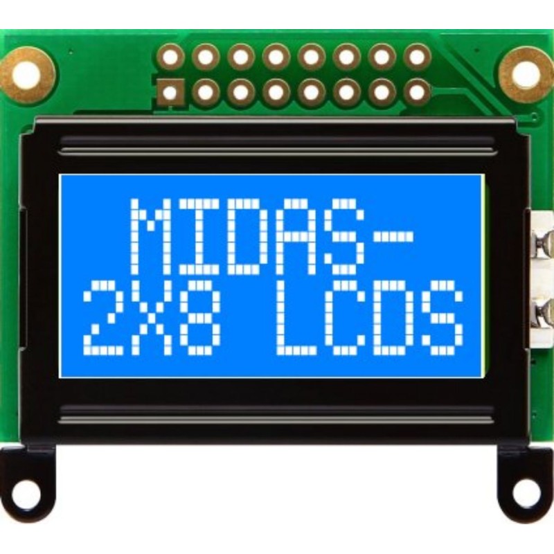 1 pcs - Midas MC20805B6W-BNMLW-V2 Alphanumeric LCD Alphanumeric Display, 2 Rows by 8 Characters