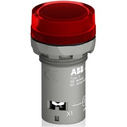 1 pcs - ABB, Panel Mount Red LED Pilot Light, 22mm Cutout, Round, 230V ac