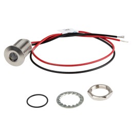 1 pcs - RS PRO White Panel Mount Indicator, 21.6 - 26.4V dc, 10mm Mounting Hole Size, Lead Wires Termination, IP67