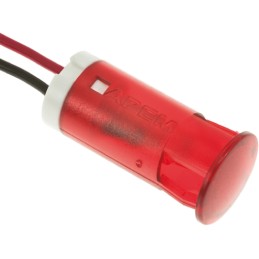 1 pcs - APEM Red Panel Mount Indicator, 24V dc, 12mm Mounting Hole Size, Lead Wires Termination