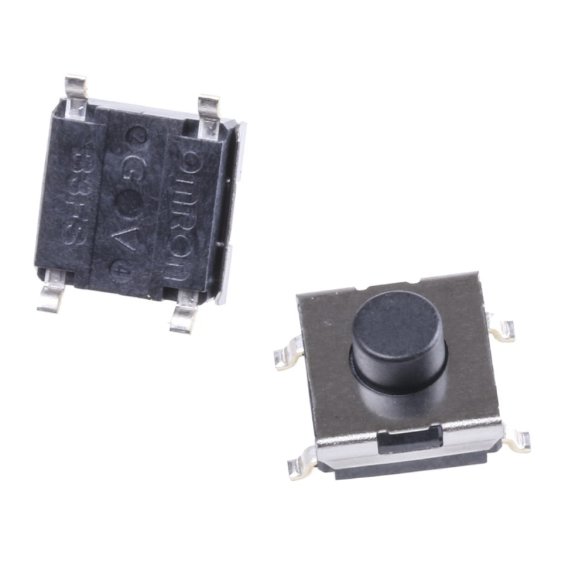 50 pcs - Black Plunger Tactile Switch, SPST 50 mA @ 24 V dc 1.7mm