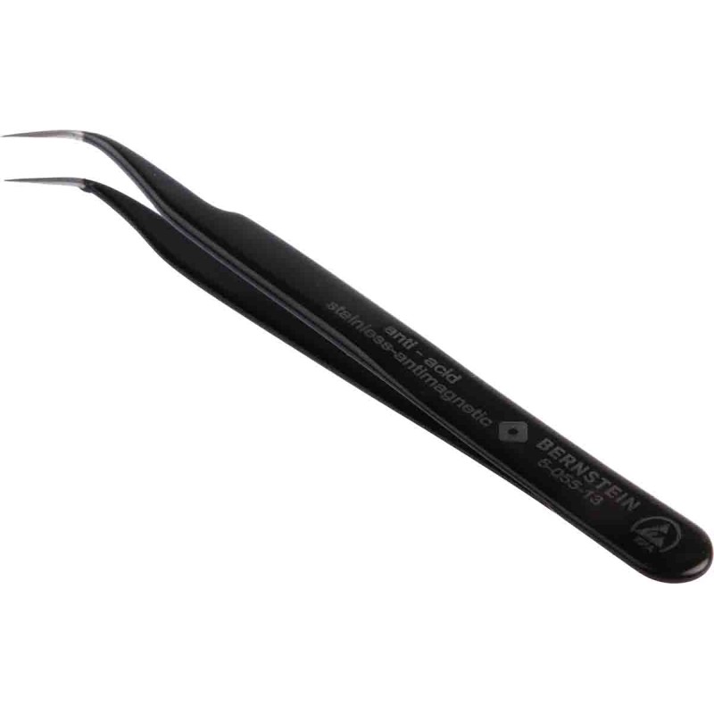 1 pcs - Bernstein 120 mm, Stainless Steel, Sickle, ESD Tweezers