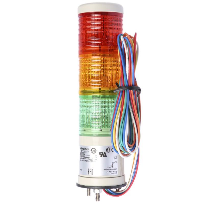 1 pcs - Schneider Electric Harmony XVC4 Series Red/Green/Amber Signal Tower, 3 Lights, 24 V ac/dc, Surface Mount