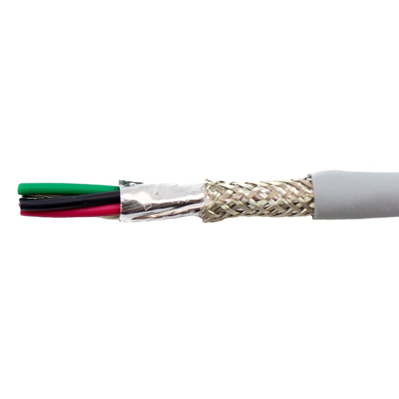 1 Reel of 30 M - Alpha Wire EcoCable Mini Control Cable, 4 Cores, 0.61 mm², ECO, Screened, 30m, Grey mPPE Sheath, 20 AWG