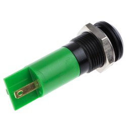 1 pcs - RS PRO Green Panel Mount Indicator, 14mm Mounting Hole Size, Solder Tab Termination, IP67