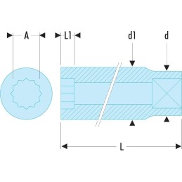 1 pcs - Facom 1/4 in Drive 5.5mm Standard Socket, 12 point, 22 mm Overall Length