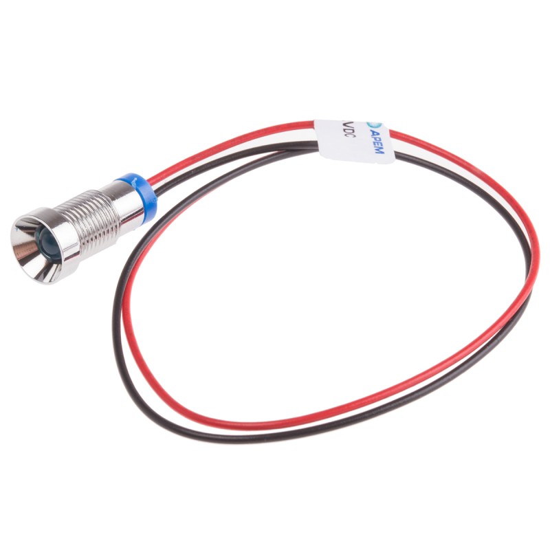 1 pcs - RS PRO Blue Panel Mount Indicator, 2V dc, 8mm Mounting Hole Size, Lead Wires Termination, IP67