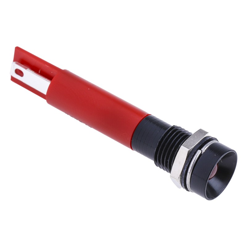 1 pcs - RS PRO Red Panel Mount Indicator, 12V, 8mm Mounting Hole Size, Solder Tab Termination, IP67