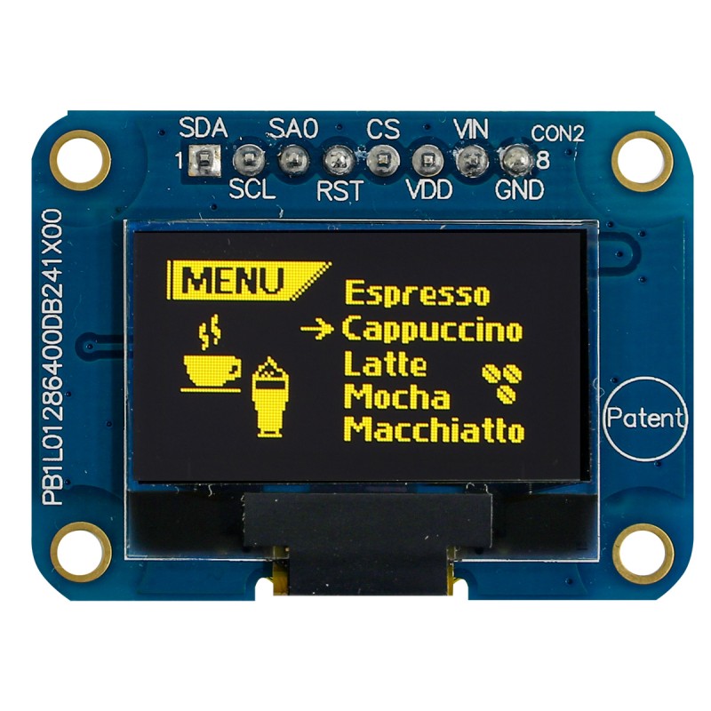 1 pcs - Midas 0.96in Yellow Passive matrix OLED Display 128 x 64pixels COB I2C Interface