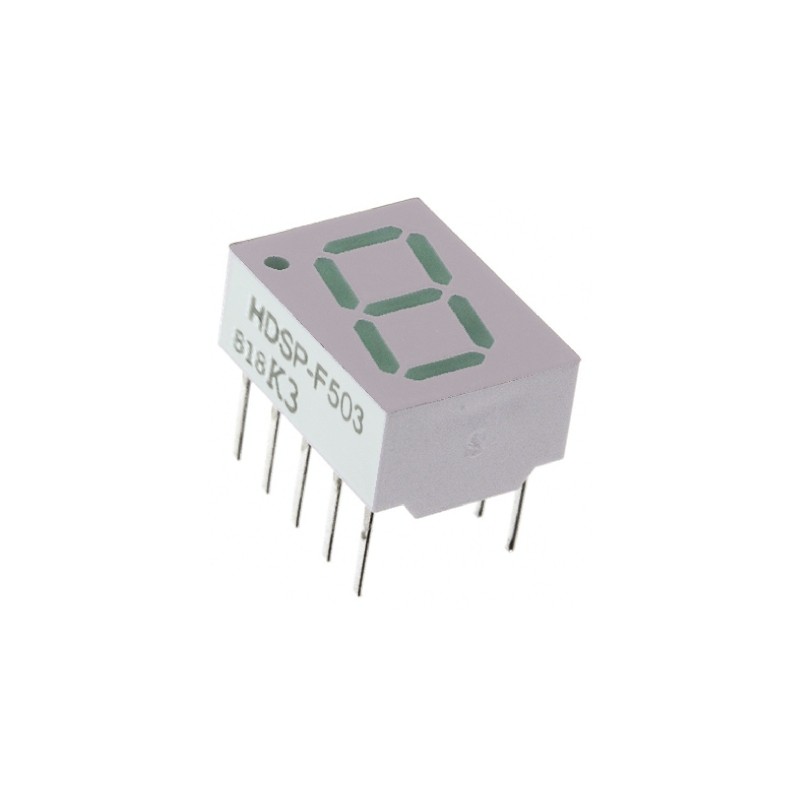1 pcs - HDSP-F503 Broadcom 7-Segment LED Display, CC Green 3.5 mcd RH DP 10.2mm