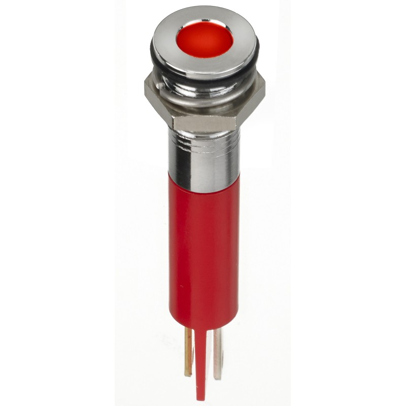 1 pcs - RS PRO Red Panel Mount Indicator, 2V dc, 8mm Mounting Hole Size, Faston, Solder Lug Termination, IP67