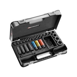 1 pcs - Facom 24-Piece Metric 1/2 in Deep Impact Socket/Standard Impact Socket Set , 6 point