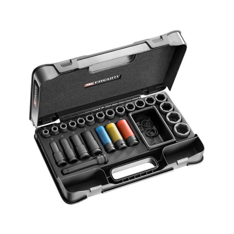 1 pcs - Facom 24-Piece Metric 1/2 in Deep Impact Socket/Standard Impact Socket Set , 6 point