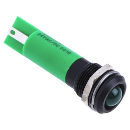 1 pcs - RS PRO Green Panel Mount Indicator, 12mm Mounting Hole Size, Solder Tab Termination, IP67