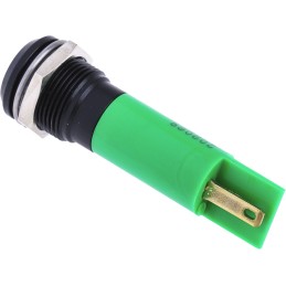 1 pcs - RS PRO Green Panel Mount Indicator, 12mm Mounting Hole Size, Solder Tab Termination, IP67