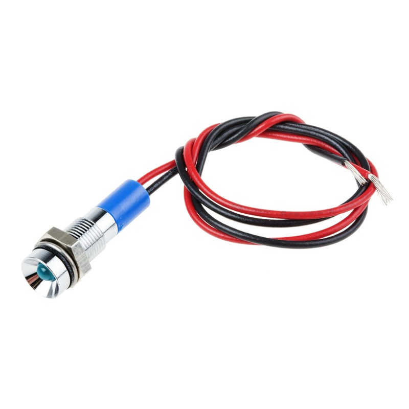 1 pcs - RS PRO Blue Panel Mount Indicator, 24V dc, 6mm Mounting Hole Size, Lead Wires Termination, IP67