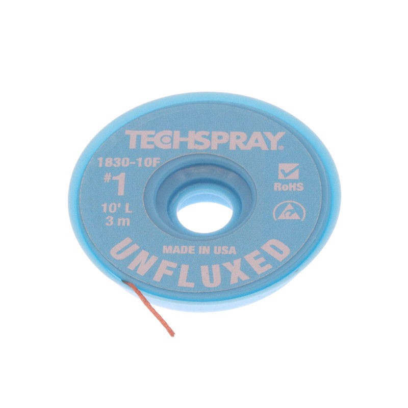 1 pcs : 1830-10F - DESOLDER BRAID UNFLUX 0.035' 10'