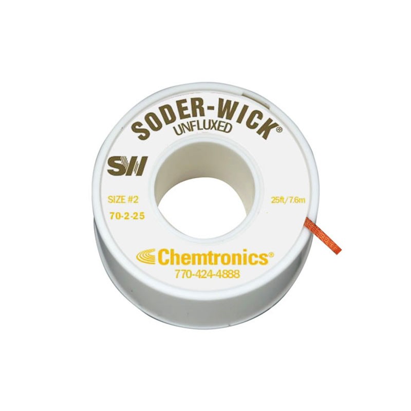 1 pcs : 70-2-25 - DESOLDER BRAID UNFLUX 0.06' 25'