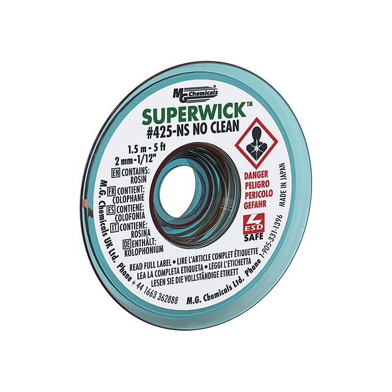 1 pcs : 425-NS - DESOLDER BRAID NO-CLN 0.075' 5'