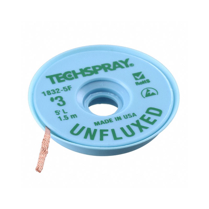 1 pcs : 1832-5F - DESOLDER BRAID UNFLUXD 0.075' 5'