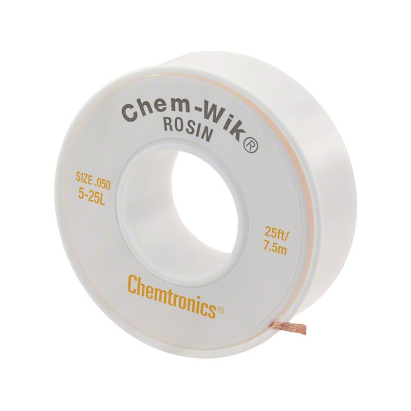 1 pcs : 5-25L - DESOLDER BRAID ROSIN 0.05' 25'